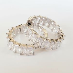 Adina Eden CZ Baguette Inside Out Huggie Hoops